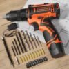Cordless Drill Set,12V Power Drill Driver 3/8" Keyless Chuck with 42 Acessories, Built-in LED Light, 25+1 Position, Electric Drill for Home DIY Projects (Orange)
