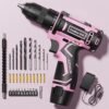 Pink Cordless Drill Set, Electric Power Drill for Women, Lightweight Electric Screwdriver Driver with Battery & Charger, 3/8" Keyless Chuck, Womens Tool Kit for Home DIY Projects