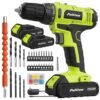 PULITUO'S 20V Cordless Drill/Driver, Electric Screwdriver - 2 Batteries, 30Nm, 21+1 Torque, 2 Speed, Keyless 3/8" Chase Drill with LED Light, Kit for Home (Green)