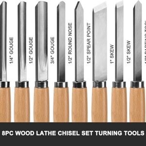 HAUTMEC Wood Turning Chisel Set – 8PCS Professional Lathe Tools