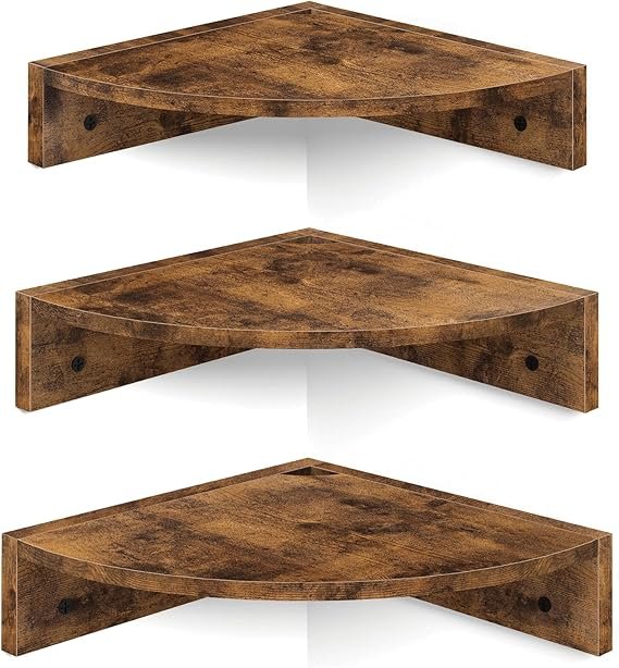 Homode Corner Shelf Wall Mount – Set of 3 Floating Corner Shelves