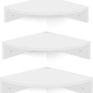 Homode Floating Corner Shelves – Set of 3 Wood Wall Shelves