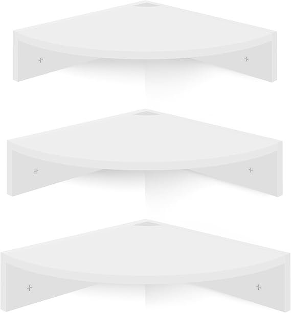 Homode Floating Corner Shelves – Set of 3 Wood Wall Shelves