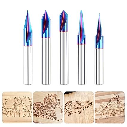 SILIVN CNC Wood Carving Router Bit Set – 1/4 Shank Engraving Bits