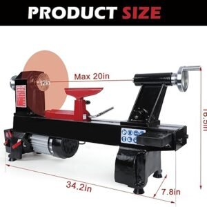 Wood Lathe Machine – 550W Variable Speed Benchtop Lathe