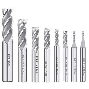 Flute End Mill Cutter Set CNC Milling Bits for Metal & Wood