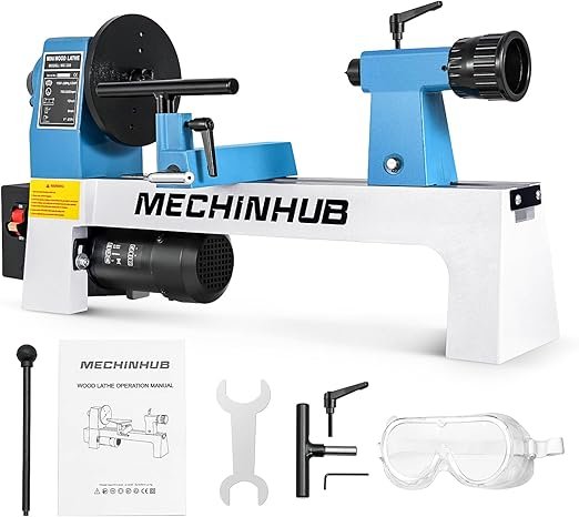Mini Benchtop Wood Lathe – Variable Speed Wood Turning Machine