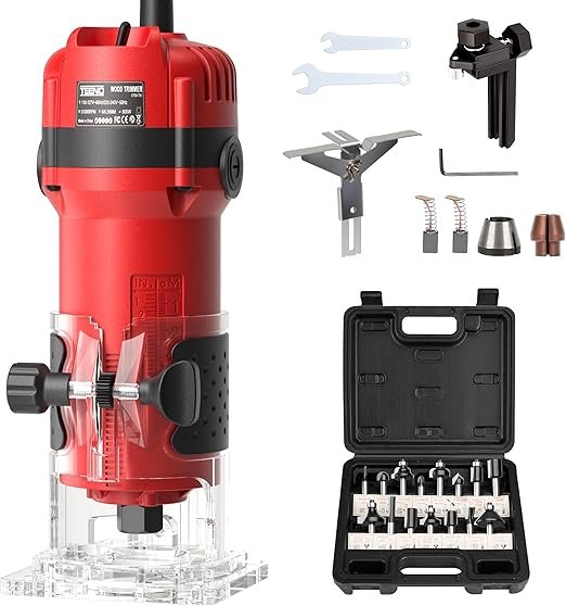 TEENO Wood Router Compact Edge Trimmer with Router Bit Set