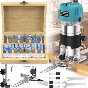 TwoWin Wood Router Tool Compact Palm Router with Bits
